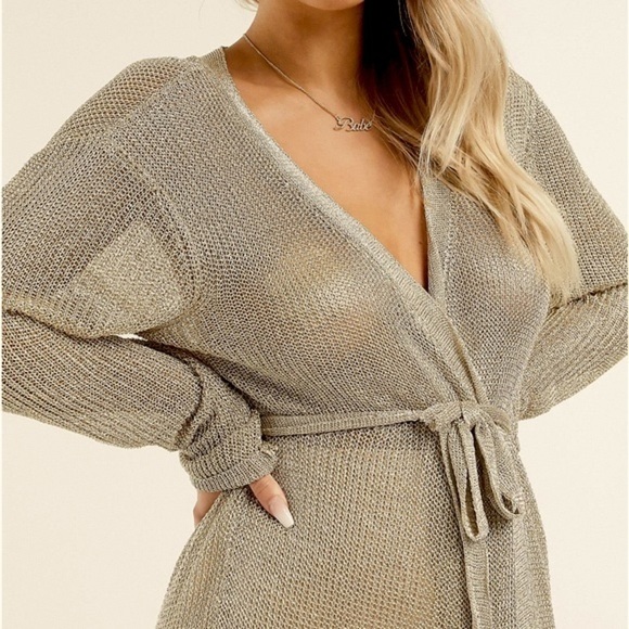 LIONESS • PRINCESS POLLY "Take Me To Rio" Metallic Gold Mini Dress Size L - Picture 4 of 14